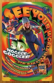 1997 Alex Mack 3D Goggles Print Ad/Poster Nickelodeon Honey Comb Cereal 90s Kids