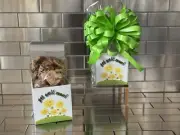 Get Well Soon Chocolate Chip Cookies Gift Basket-Box Wrapped With Green Bow