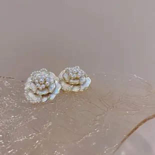 【Umi】針珍珠花朵銀耳環(高級感輕奢氣質精緻耳釘)