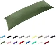 Gyulin 100% Cotton 300 Thread Count Envelope Style 5ft King Bed Size Body Pillow Cover Pillowcase Pillow Protector Cushion Cover Non Zippered Only Cover No Insert 20"x60"/51x150cm Olive Green