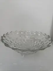 Vintage Indiana Glass Whitehall Colony Cubist Pattern Clear 10" Rnd Serving N