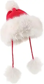 [JEWEDECO] Christmas and New Year Ear Protection Hats Has Plush Fur Ball Ears Hat Pink Beanie Cookies Beanie Ski Gloves Women Faux Fur Pom Pom Ball Snow Clothes for Women Cotton
