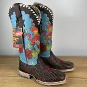 Ariat Women’s 7.5B NEVADA LILY Square Toe Blue Rhinestone Leather Cowboy Boots