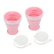 2pcs Collapsible Water Bottle, 200mL Travel Folding Cup for Camping, Pink