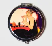 Flapper Perfume Art Deco Compact Mirror Make Up Pocket Mirror Cosmetics