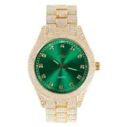 Techno Pave Men's Gold Plated Metal Band Watches WM 9120 GGreen