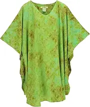 [Beautybatik] Women BOHO HIPPIE Batik Caftan Kaftan Plus Size Short Sleeve Tunic Blouse Top XL to 4X