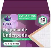 Healthy Spirit Ultra Absorbency Disposable Underpads Extra Thick Fluff With Polymer XL Size 30 X 36, Peach, 50Count