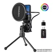 Yanmai USB Mic RGB Filter Microphone W/ Tripod For YouTube Video Recording