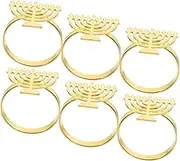 Hanukkah Dinner Table Decor 6pcs Gold Napkin Rings Menorah Elegant Jewish Holiday Dinner Set