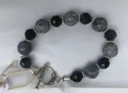 One of a kind artisan handcrafted blue aventurine stone beaded bracelet