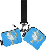 [Caihoyu] P Women's Card Cases Change Holder Slim Detachable Key Chain Wallet Change Purse with Wristle Strap for Men Women 2 Packs, Multicolor, 4.13"(L) x 3.5"(W), Travel Accessory