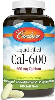 Carlson Labs Liquid Cal-600, Calcium 600mg, 100 Softgels