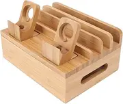 Bamboo Wooden Charging Station, Space Saving Decorative Multi-Purpose 5 Port Charging Station Rack for Cell Phones for Dormitory for Home for Electronics (#2)