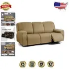 Machine-Washable 8-Piece Recliner Sofa Covers in Soft Jacquard Fabric - Sand