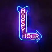Happy Hour Right Arrow Acrylic 14"x10" Neon Sign Lamp Light Shop Glass Beer EY
