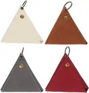 [DEARMAMY] 4pcs Headphone Storage Bag Trading Card Sleeves Triangle Hasp Coin Purse Coin Purse for Men Wallet with Coin Pocket Coins Magnetic Card Holder for Trading Cards Pu Leather