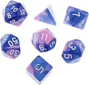 7 Pieces D4 D6 D8 D10 D12 D20 Dices Double-Color Multi-Sided Dice Game Cube for Board Game Accessories (Color : Blue Pink)