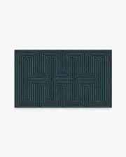90' x 150' | Machine Washable Runner Rug | Kid & Pet Friendly | Indoor Rug | Labyrinth Navy & Teal Rug by Jonathan Adler | Ruggable