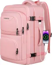 Travel Backpack for Women, 52L 17.3 inch (20"x15"x7"), Pink