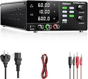 RUZIZAO DC Power Supply, 60V 10A 600W, High Power Adjustable Switching Regulated Benchtop DC Bench Power Supply, 3 Storage Modes, OCP/OVP Protection, Output/Lock Button, Encoder Knob