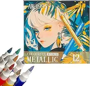 Generisch Outline Markers, 12 Colours Outline Pens Glitter Highlighters - Professional Teen Girls Christmas Birthday Acrylic Paint Markers Set, Colouring of Light Stick Graffiti Pen