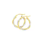9ct Gold Two Tone 15mm Entwined Twist Hoop Earrings