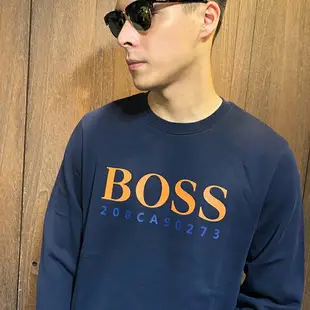 美國百分百【全新真品】HUGO BOSS 大學T 長袖 T恤 長T 上衣 男 深藍色 M號 AI21