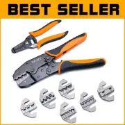 8-Piece Ratcheting Crimping Tool Set for Non-Insulated & Heat Shrink Connectors