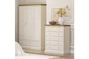 Hannah 3 Door 3 Drawer Wardrobe and 5 Drawer Chest of Drawers Dresser Storage Cabinet Bundle Sets