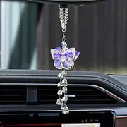 Crystal Butterfly Rearview Mirror Accessories, Suncatcher Car Decor Lucky Car Gifts for Women (Bell)
