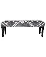 LR Home Tufted Geometric Diamond And Distressed Bench