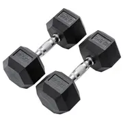 METEOR 22.5kg Rubber Hex Dumbbells, Hex Dumbbells, Fixed Weight Dumbbells, Gym Weights, Dumbbell Weights (1 Pair)