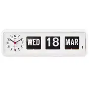 NEW Jadco Horizon Analogue Flip Calendar Wall & Desk Clock, White, 33cm