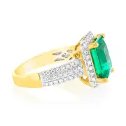Luminesce Lab Grown 9ct Yellow Gold 0.45 Carat Diamond with 3.25ct Created Emerald, Q