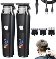 Household Digital Display Professional Electric Hair Clipper Set, USB Rechargeable Cordless Beard Trimmer & Hair Clippers Haircut Machine, Men's Head Shaver, Haircutting Kit (2Set)