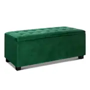 Artiss Storage Ottoman Blanket Box 98cm Velvet Gre