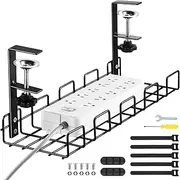 Cable Management Under Desk, No Drill Cord Organizer Management Tray for Office Home PC Computer Wire Management Rack,No Damage to Desk