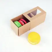 25 Sets of Kraft Brown Boxes for 3 Macarons