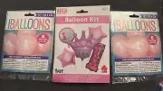 Unique Pink 1st Birthday Stars Pattern Latex 2 pack Balloons and Balloon kit ,