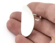 Adjustable Oval Ring Shiny Silver Plated Brass (18mm 8US inner size) 3071