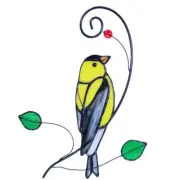 Stained Glass Goldfinch Bird Suncatcher Decor