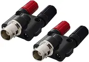 BNC Female to Dual Banana Female Socket Binding Post RF Coax Splitter Adapter Connector Pack of 2