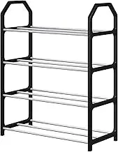 4 Tier Shoe Rack - Shoe Organizer Storage,4 Tier Space Saver Shoe Rack, Shoe Shelf Storage Organizer, Large Capacity Standing Shoe Racks for Home, Indoor