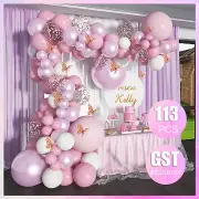 Pink Confetti Balloon Garland Arch Kit Butterfly Birthday Wedding Party Decor AU