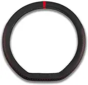 FULL WERK D Type Fashionable Microfiber Leather Steering Wheel Cover Sporty Style, Durable, Anti-Slip, 15" Universal Fit (Red)