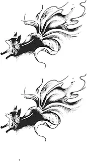 Best Friend Tattoos,Nine-Tailed Fox HC-BB-924,Fox Tattoos,Water-Resistant,Resilience,Lasts 1-2 Weeks,Real Tattoo Look,18 x 11 cm
