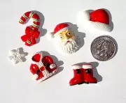 Christmas Red & White Santa Mix Resin Flatbacks bows embellishment scrapbooking