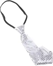 [GETAJGHSD] Unique Sequin Tie for Men Business Formal and Party Wear Comfortable Lightweight Festive Design Skin-friendly One Size Silver