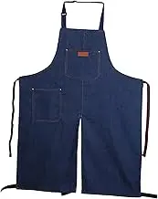 Pottery Denim Split Leg Apron, Adjustable Neck Strap Anti Stain Leather Tool Aprons for Men Women Chef DIY Ceramic Sculpture Yard Kitchen